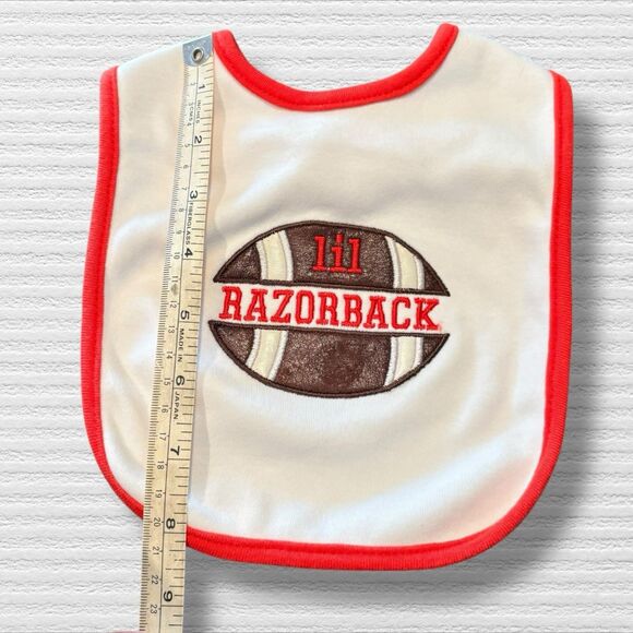 Arkansas “Lil Razorbacks” Embroidered Football Bib With Red Trim NWOT - Picture 5 of 5